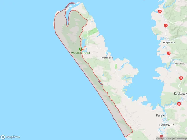 Woodhill Forest, Auckland Polygon Area Map