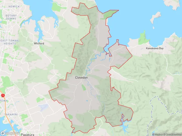 Clevedon, Auckland Polygon Area Map