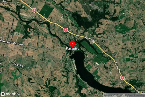 Karapiro,Waikato Satellite Map