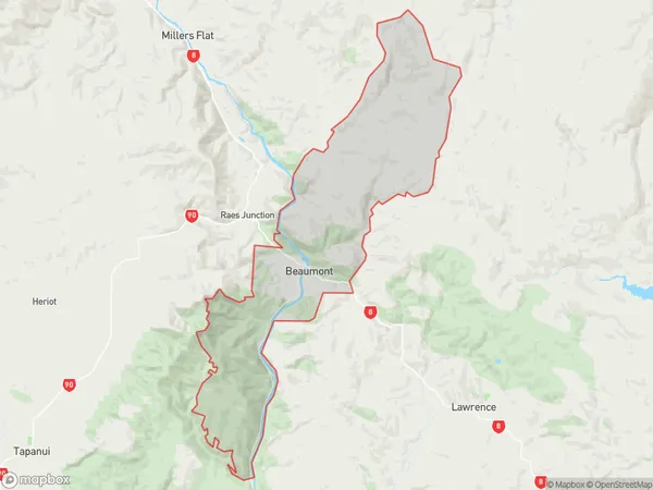 Beaumont, Otago Polygon Area Map