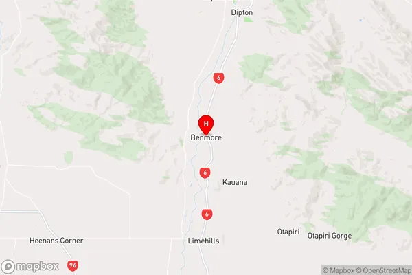 Benmore,Southland Region Map