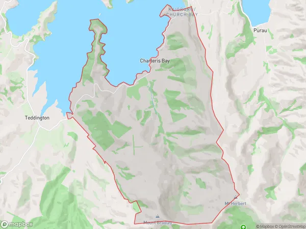 Charteris Bay, Canterbury Polygon Area Map