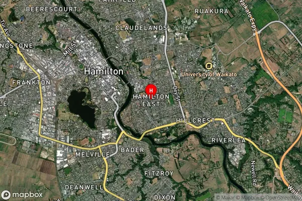 Hamilton East,Waikato Satellite Map