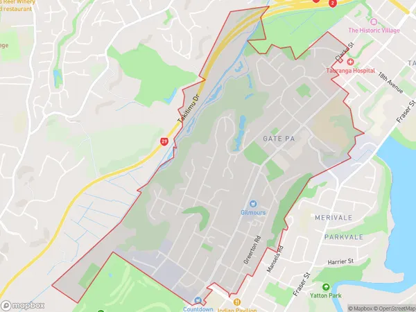 Gate Pa, Bay of Plenty Polygon Area Map