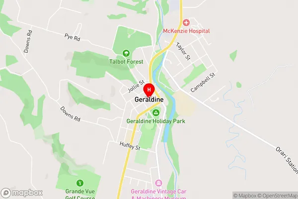 Geraldine,Canterbury Area Map