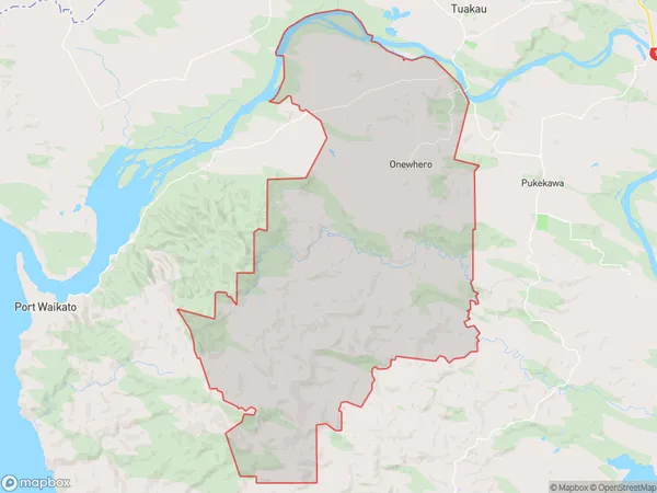 Onewhero, Hawke's Bay Polygon Area Map