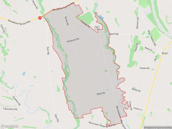 Geraldine Flat, Canterbury Polygon Area Map