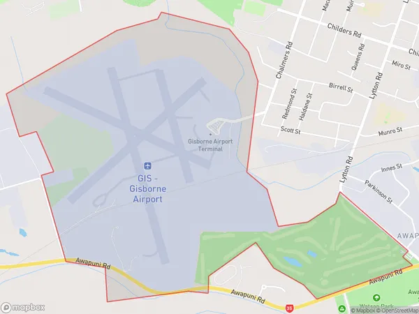 Gisborne Airport, Gisborne Polygon Area Map