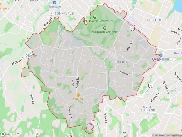 Glen Eden, Auckland Polygon Area Map