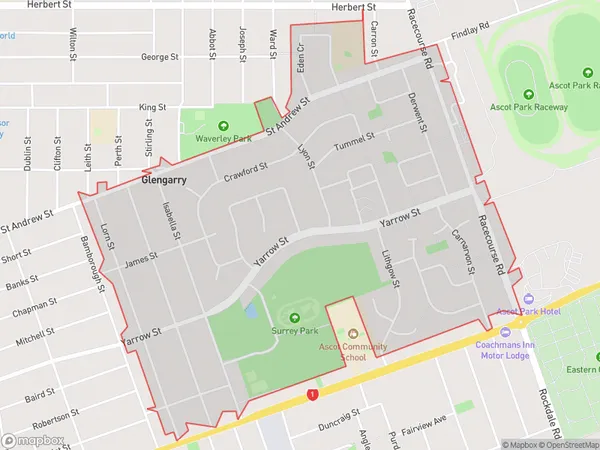 Glengarry, Southland Polygon Area Map