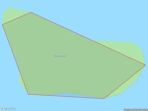 Dryad Island, Southland Polygon Area Map