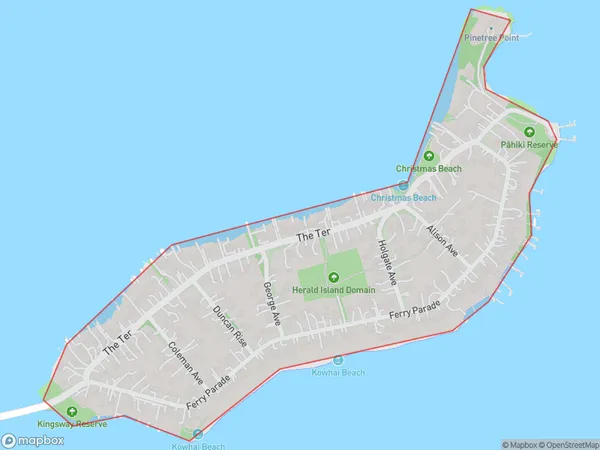 Herald Island, Auckland Polygon Area Map