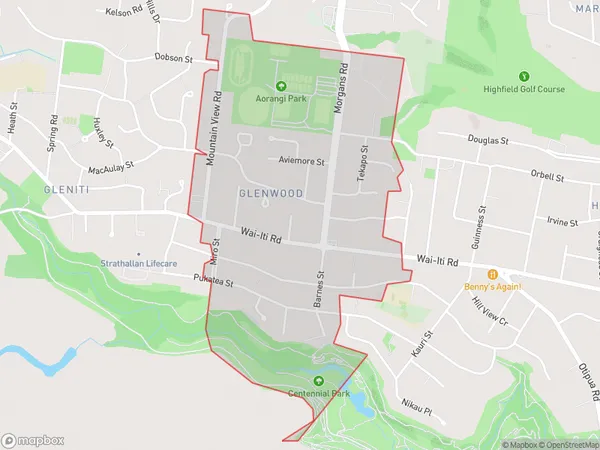 Glenwood, Canterbury Polygon Area Map