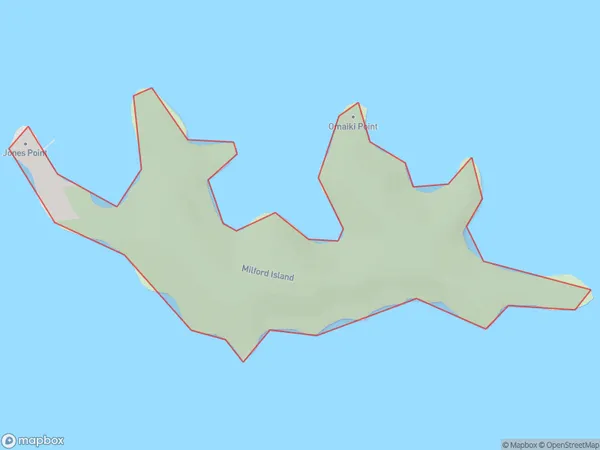 Milford Island / Wairaupo, Otago Polygon Area Map