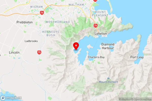 Governors Bay,Canterbury Region Map