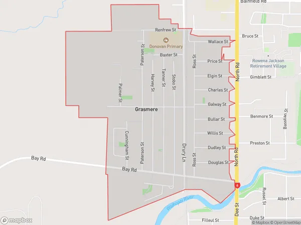 Grasmere, Southland Polygon Area Map