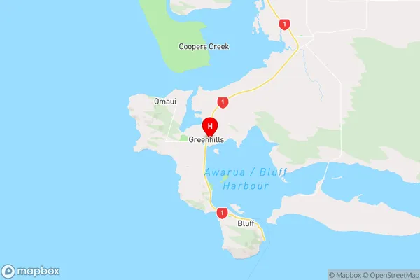 Greenhills,Southland Region Map