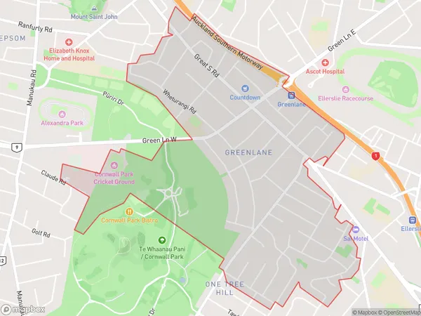 Greenlane, Auckland Polygon Area Map