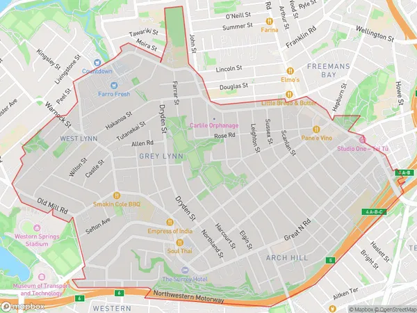 Grey Lynn, Auckland Polygon Area Map