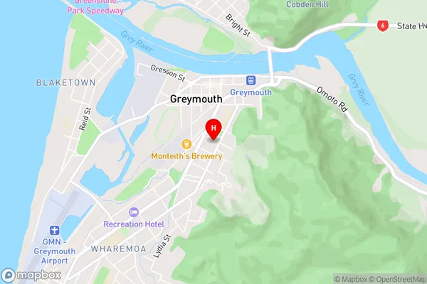 Greymouth,West Coast Area Map