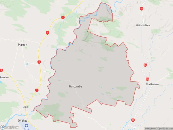 Halcombe, Manawatu-Wanganui Polygon Area Map