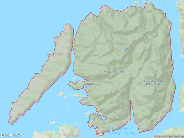 Resolution Island, Southland Polygon Area Map