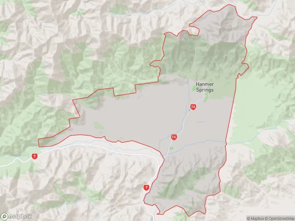 Hanmer Springs, Canterbury Polygon Area Map