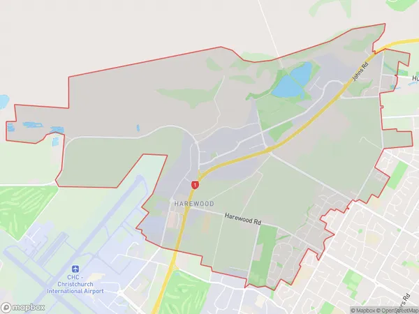 Harewood, Canterbury Polygon Area Map