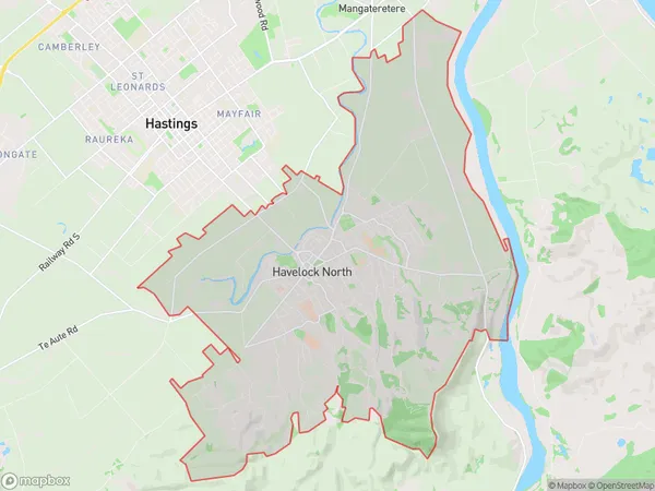 Havelock North, Hawke's Bay Polygon Area Map