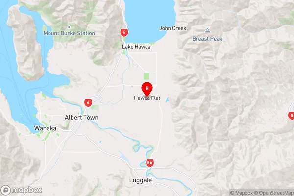 Hawea Flat,Otago Region Map