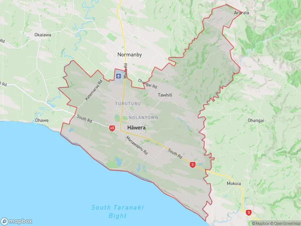 Hawera, Taranaki Polygon Area Map