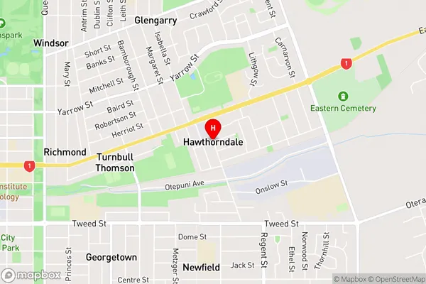 Hawthorndale,Southland Area Map