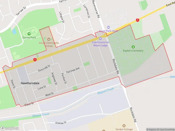 Hawthorndale, Southland Polygon Area Map