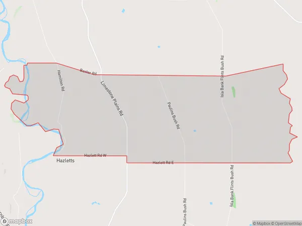 Hazletts, Southland Polygon Area Map