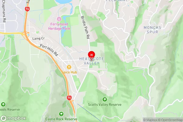 Heathcote Valley,Canterbury Area Map