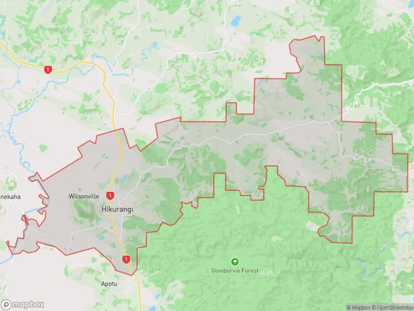 Hikurangi, Northland Polygon Area Map