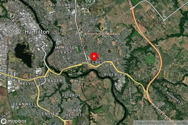 Hillcrest,Waikato Satellite Map