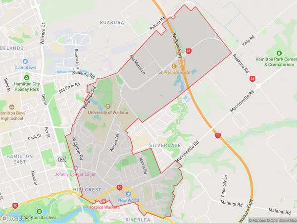 Hillcrest, Waikato Polygon Area Map