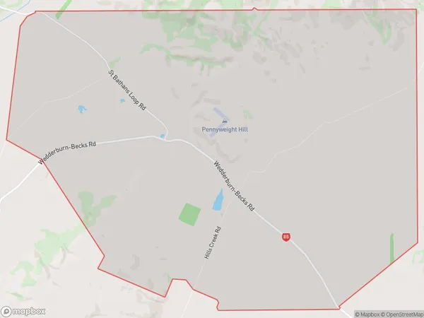 Hills Creek, Otago Polygon Area Map