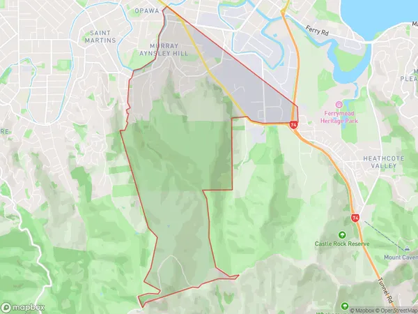 Hillsborough, Canterbury Polygon Area Map