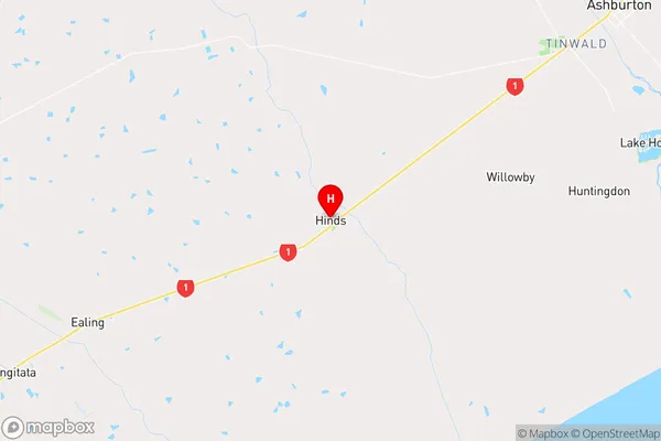 Hinds,Canterbury Region Map