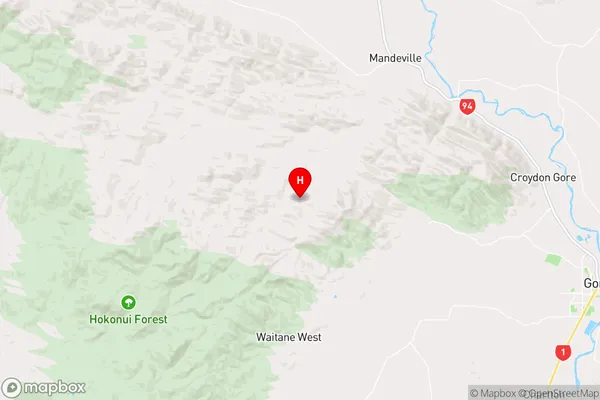 Hokonui Hills,Southland Region Map