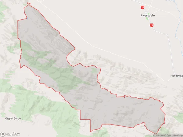 Hokonui Hills, Southland Polygon Area Map