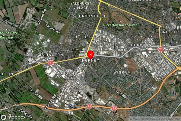 Hornby,Canterbury Satellite Map