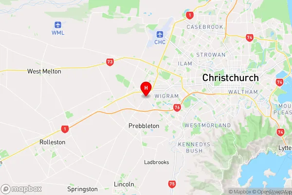 Hornby South,Canterbury Region Map