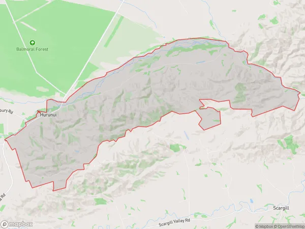 Hurunui, Canterbury Polygon Area Map