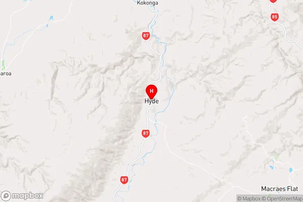 Hyde,Otago Region Map