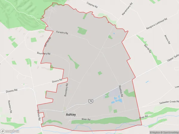 Ashley, Canterbury Polygon Area Map