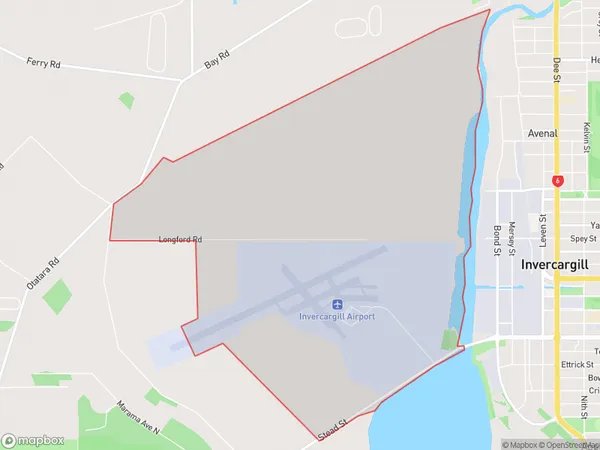 Invercargill Airport, Southland Polygon Area Map