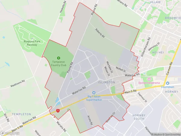 Islington, Canterbury Polygon Area Map